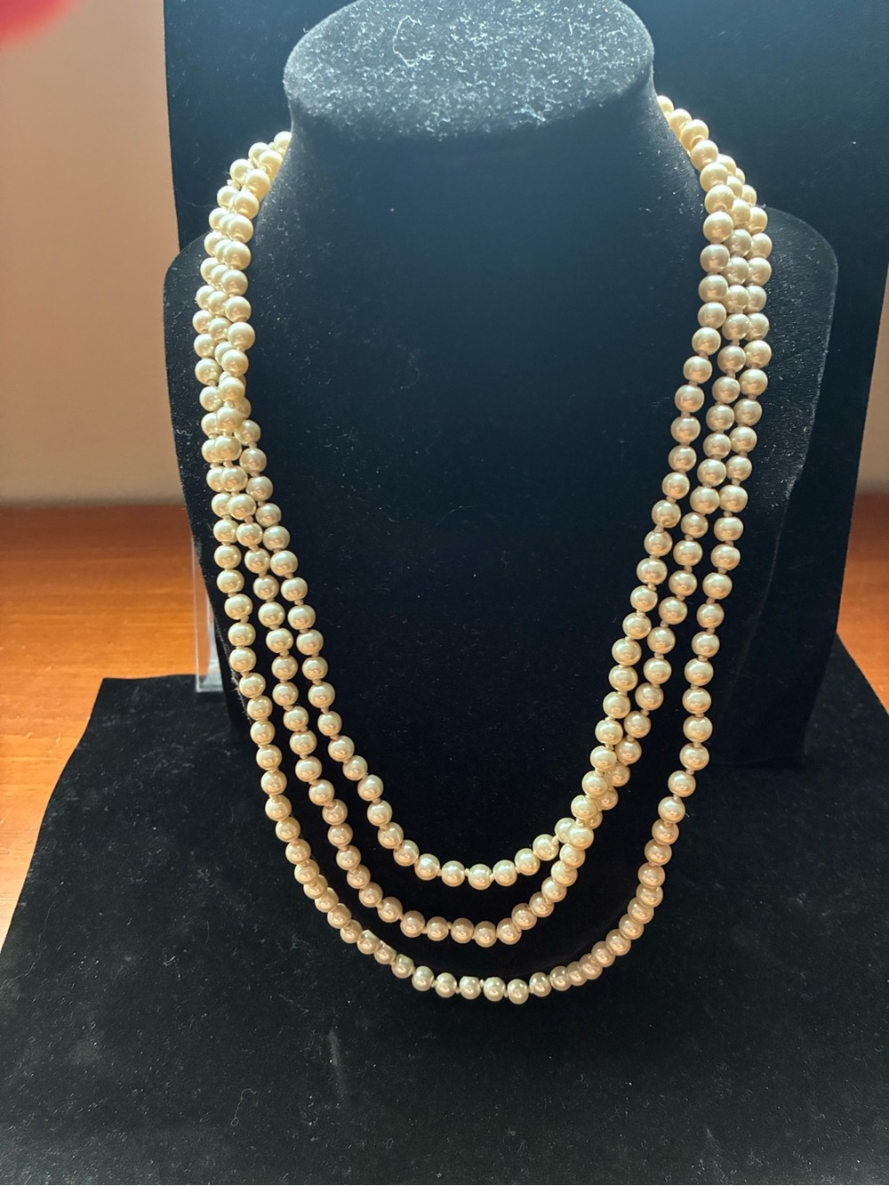 Vintage  Faux Pearl Bead
Necklace Beaded Long Single Strand 66" Versatile Length